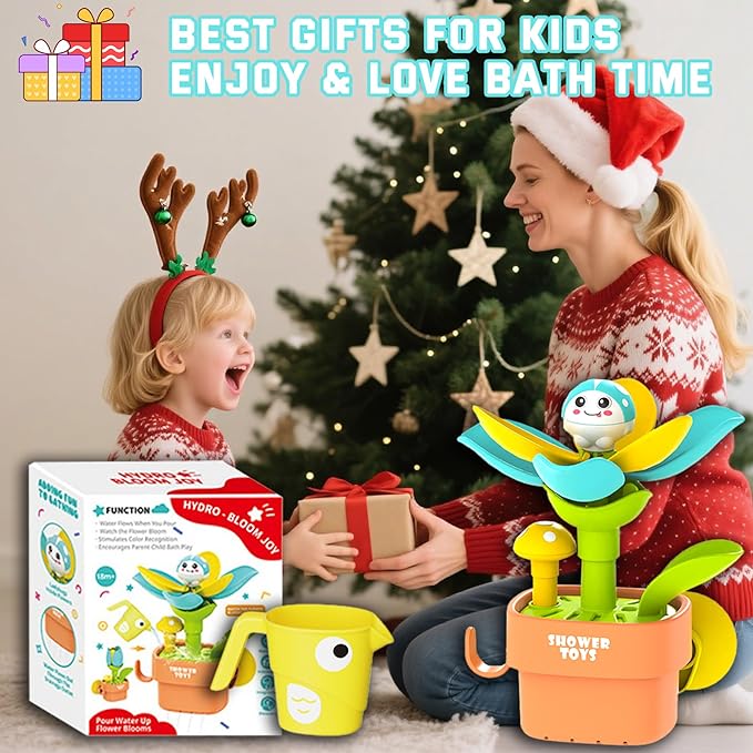 TXTLDB Magic Growing Bath Toy for Toddlers 1-3 | Interactive Watering Can with Blooming Flowers & Rising Mushrooms | Fun Sensory Bathtub Game for Kids 18M+ | Ideal Gift for Christmas & Birthdays