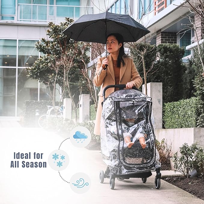guzzie+Guss Universal Stroller Rain-Cover (Weather Shield), Clear, Well Ventilated, Waterproof Raincover Features Unique Zipped Front Opening, Fits Most Brands of Strollers incl Full-Sized and Jogger