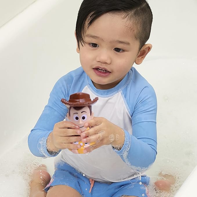 Disney Toy Story- 5 Piece Jumbo Squirter Bucket - Bath Toys for Baby and Toddlers - Includes Organizer Bucket - Store Bath Time Water Toys