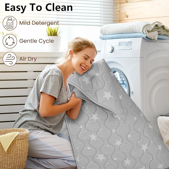 Beavtaens Baby Play Mat, 50x50 Playpen Mat, Thick Soft Foam Playmats for Baby, Foldable and Washable Crawling Mat for Floor (Gray Stars)