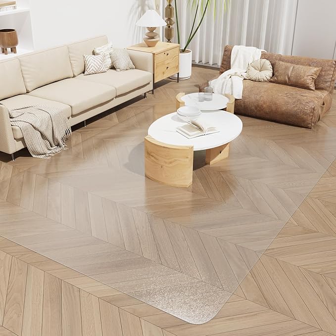 SALLOUS Chair Mat for Hard Floors, 50" x 60" Office Chair Mat for Hardwood Floor, Slip Resistant Floor Protector Desk Mat for Home Office, Waterproof Vinyl Floor Mat for Gaming Chairs (Clear)