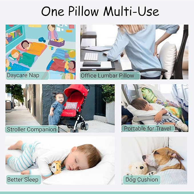 ZPECC Toddler Pillow with Pillowcase - 13x18 Organic Cotton Hypoallergenic Kids Pillow, Baby Essentials for Travel Crib Daycare Stroller (Intended for Age 2 and up) Love