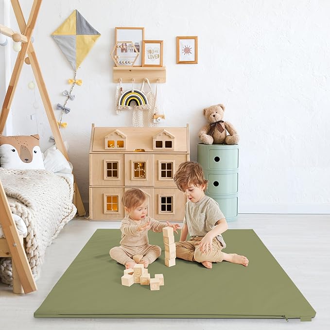 Stylish Padded Baby Play Mat for Your Boy or Girl - Extra Thick & Super Soft Vegan Leather Floor Mat Creates A Safe Play Area for Little Ones - A Beautiful Playmat that Fits Nicely Into Any Playroom