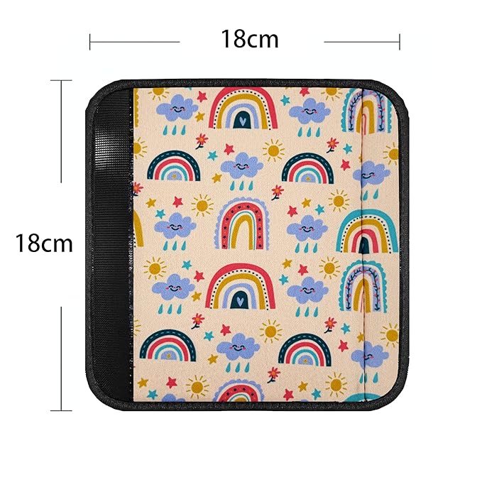 2 Pack VegaPunkLab Seat Straps Shoulder Pads for Kids - Seat Belt Cover Pad, Perfect for Car Booster Seats, Strollers, High Chair, Backpacks, and More, Rainbow