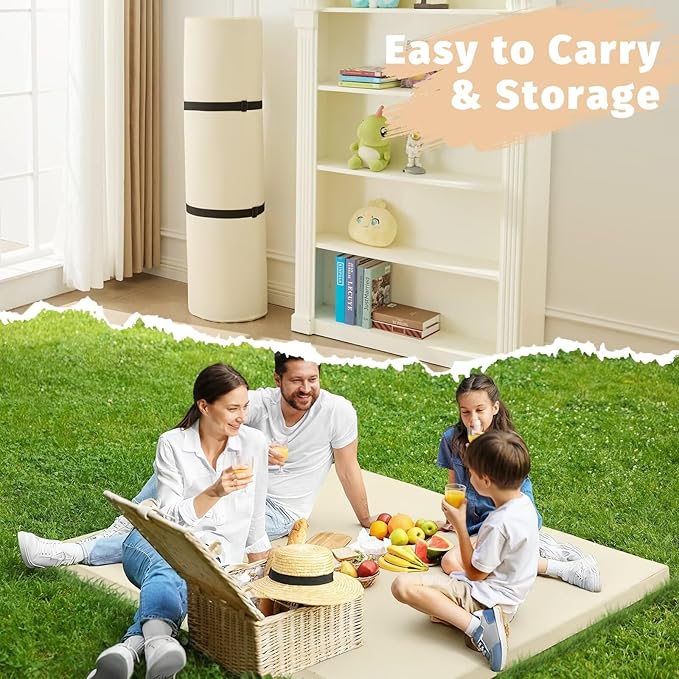 Waterproof Baby Play Mat for Floor 1.3"Thick Memory Foam 59 * 71 Cushion Playpen Playmat Tummy Time Crawling Mat Nursery Rug Pad Mattress Create Soft & Safe Area for Infants,Toddler,Kids,Beige