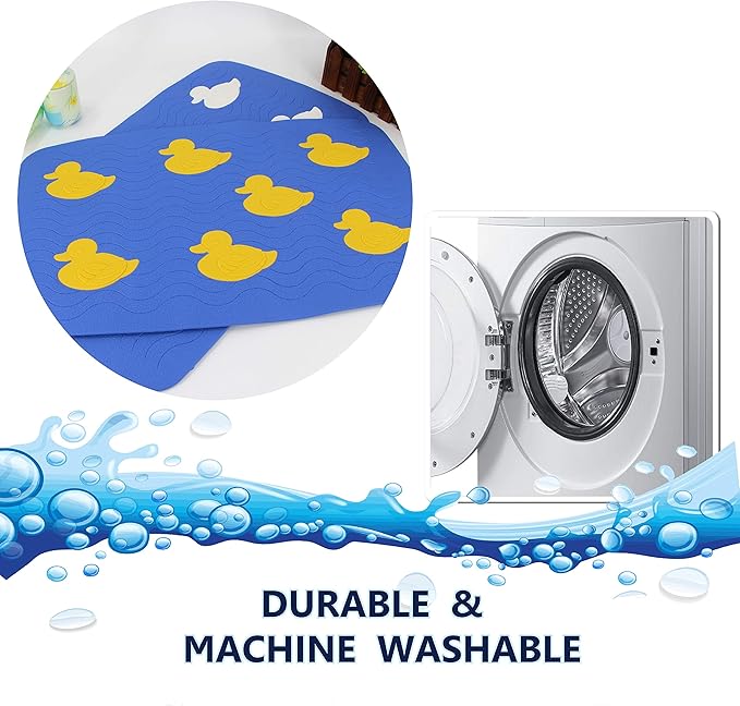 SafeLand Patented Non-Slip Bath, Tub, Baby Mat, TPR Material, Eco-Friendly, Non-PVC, Color Combo, Machine Washable, No-Odor, with Powerful Gripping Suction Cups, Duck-31 (16"x27")