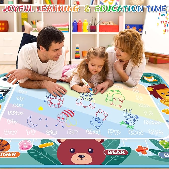Thick Water Doodle Mat 40 x 32 Inches Kids Extra Large Water Painting Doodle Drawing Mat Toy Writing Coloring Magic Educational Toys for Boys Girls Age 2 3 4 5 6 7 8 Year Old Holiday Birthday Present