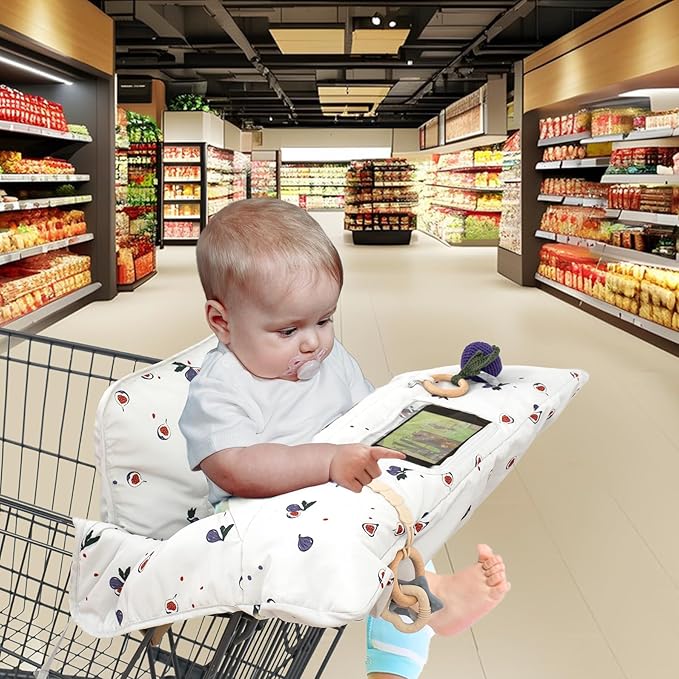 Shopping Cart Cover for Baby 2 in 1 High Chair Covers for Restaurant Comfortable Grocery Cart Seat Covers for Infant, Toddler Universal Suitable for Most Shopping Carts Machine Washable, Grape