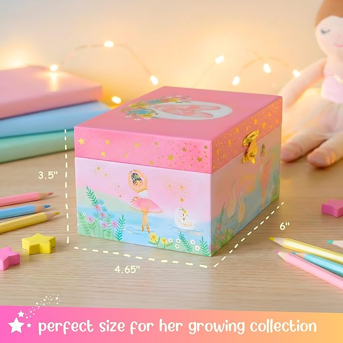 Giggle & Honey® Musical Ballerina Jewelry Box for Girls | Music Boxes for Little Girls | Toddler Jewelry Box for 4 Year Old Kids | Toys for Toddlers | Birthday Gifts for Kids 5, 6, 7, 8, 9 Years