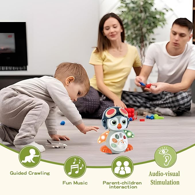 Penguin Crawling Toy for Babies 6-12 Months, Musical Light-up Toys for 1 Year Old, Toys for 6 Month Old Boy, Tummy Time 3-6 Months, Birthday Gifts for 3-18 Months Boys Girls, 1 Year Old Boy Girl Toys