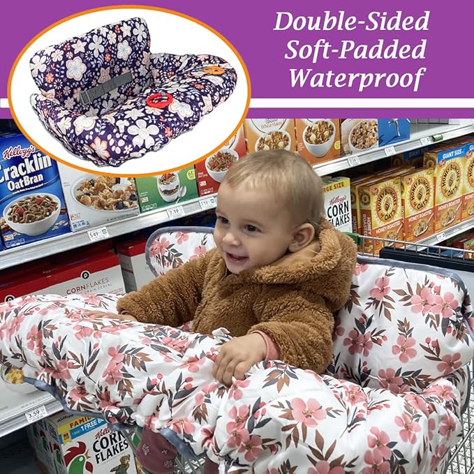 Shopping Cart Cover for Baby and Toddler, Waterproof Grocery Cart and High Chair Cover, Soft Padded Cart Cover for Babies, Universal Fit for Costco, Target and Restaurant High Chairs
