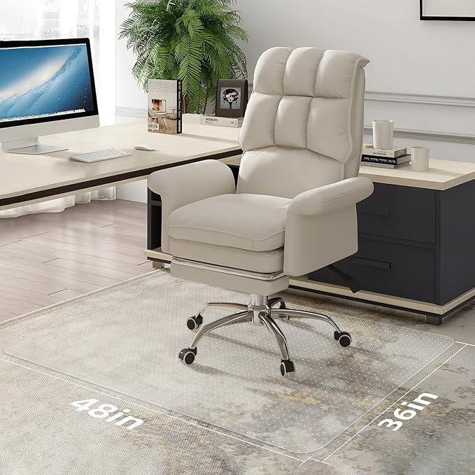 Office Chair Mat for Carpet - 36x48 Inch Plastic Computer Desk Floor Protectors for Chairs Clear Under Desk Rug Pad for Rolling Gaming Chair