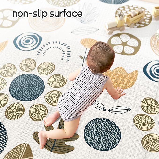 Mloong Baby Play Mat for Floor, 51×79in Playmat for Baby with Carry Bag, Foldable Carlwing Play Mat for Baby,Large Infant Playmat,Indoor & Outdoor Playing Mat, Waterproof
