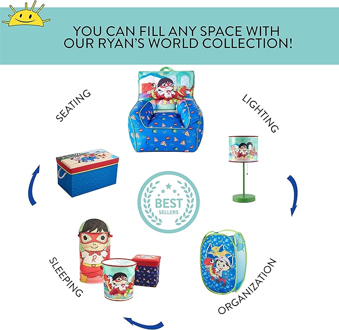 Ryans World Pop Up Laundry Storage Hamper with Durable Carry Handles, 21" H x 13.5" W X 13.5" L
