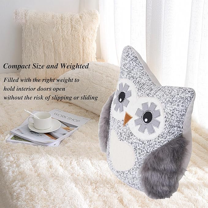 Cute Decorative Door Stopper for Bottom of Door and Inside Door Decorative.Soft and Weighted Door Stop to Keep Door Open for Home and Office(Owl)