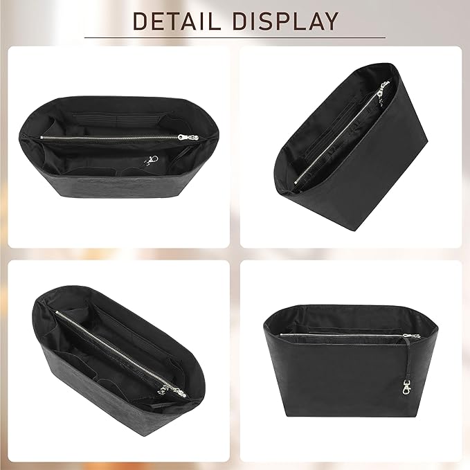 Doxo Purse Insert Organizer Compatible with Long Champ S Handbags & More, Super Lightweight Waterproof Longchamp Small Organizer Insert, Keeps Handbags Shaped&Neat(Black, S)