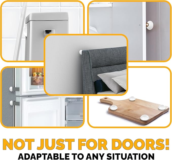 Ducki Door Wall Bumper Protector - Self Adhesive Stopping Shield Prevents Damage & Noise for Knob Handle, Refrigerators, Furniture Home or Office, Shock Absorbing, Discreet, Reusable - 8 Pack White