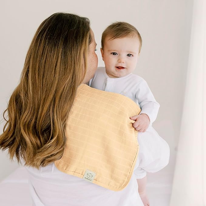 KeaBabies Cotton Muslin Burp Cloths Baby Boy, Girl - 5-Pack Soft & Absorbent Burping Cloth for Babies, Large Baby Towels & Washcloths for Newborn, Spit Up Rags, No Shrink, 20x10" (Phase)