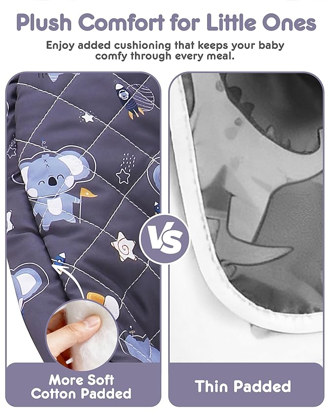 Baby High Chair Cover 2-in-1 Reversible, Includes 5-Point Harness Strap, Waterproof & Soft Dual-Side High Chair Pad Cushion, Machine Washable, Extra Thick Highchair Protector - Grey