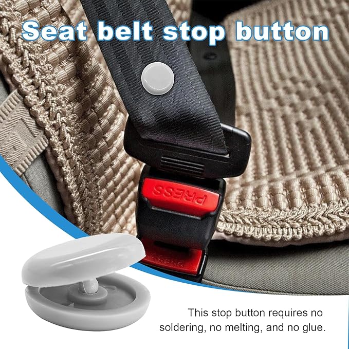 Augeny 10 Sets Seat Belt Button Stop, Plastic Seat Belt Stop Clips, Universal Snap-On System Seatbelt Buckle Stopper Button Kit, Prevent Buckle from Sliding Down, No Welding Required (Gray)
