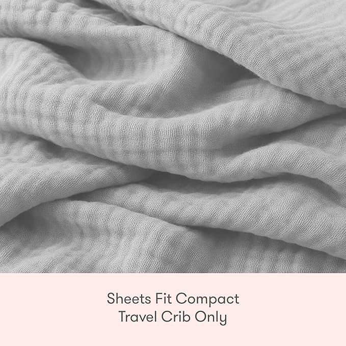 Newton Baby Fitted Sheets for Compact Travel Crib & Play Yard Floor Pad (2-Pack) - Ultra-Breathable, Washable and Ultra-Soft, 100% Cotton, 34" x 48", Grey