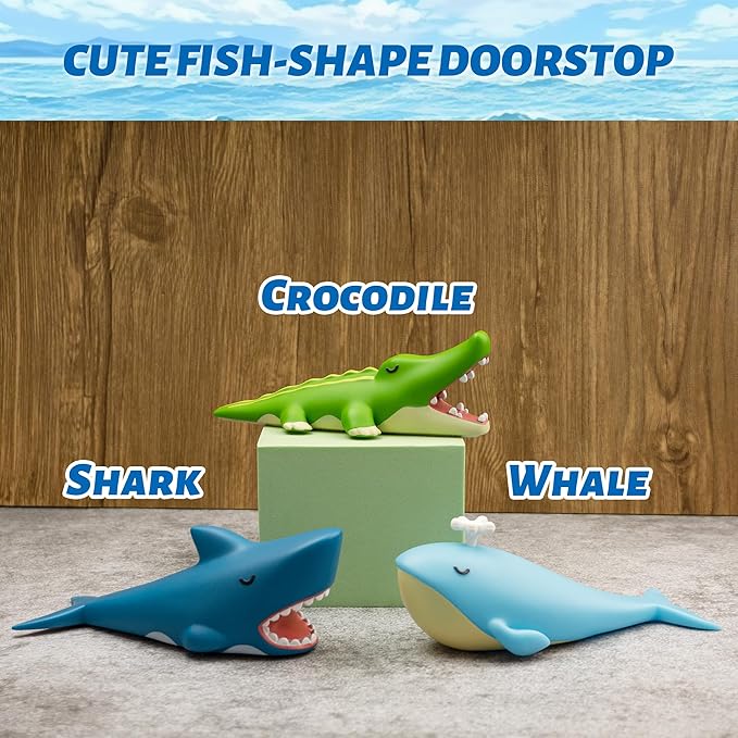 Cute Door Stopper, Cartoon Whale Animal Door Stop, 1 Pack Decorative Door Wedge for Home and Office Floor(Patented)