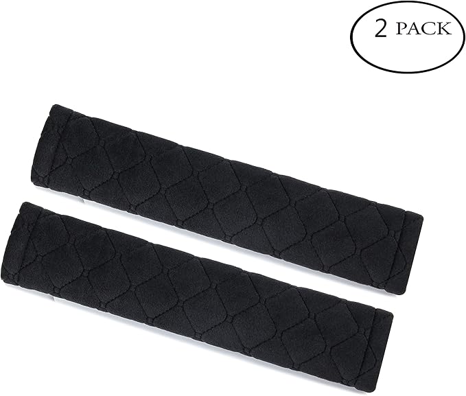 Amooca Soft Auto Seat Belt Cover Seatbelt Shoulder Pad 2 PCS for a More Comfortable Driving Compatible with All Cars and Backpack Black