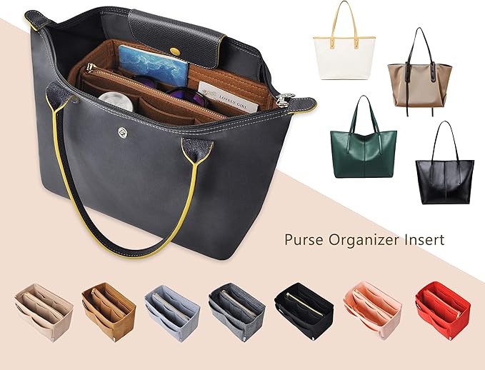 Vercord Felt Organizer Insert For Purse Handbag Tote Bag In Bag Inside Shaper Divider Neo Coffee Small