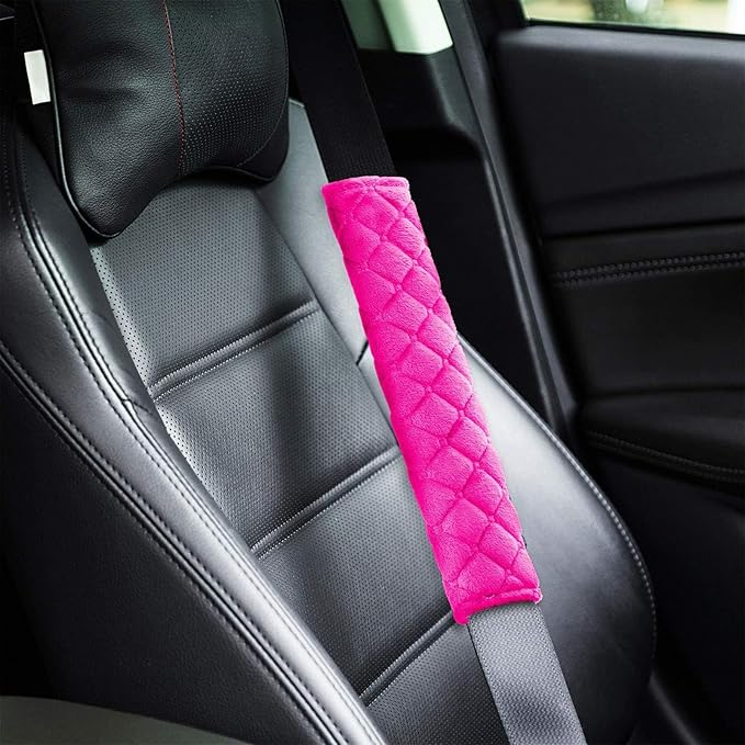 Tatuo 4 Pack Seat Belt Cover Extra Long Seat Belt Pads for Car Soft Comfort Shoulder Strap Covers Harness Pads Helps Protect Your Neck and Shoulder(10.6 Inch,Rose Red)
