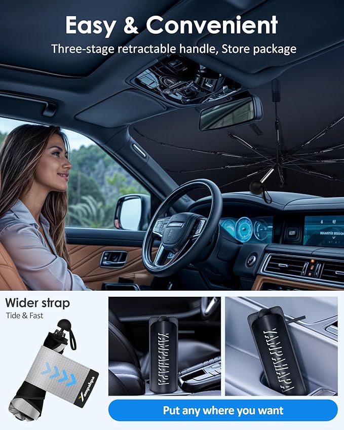 Car Windshield Sun Shade Umbrella, Car Sun Shade Windshield for Auto Trucks Sedan SUV Keeps Vehicle Cool Heat Insulation-Medium-04