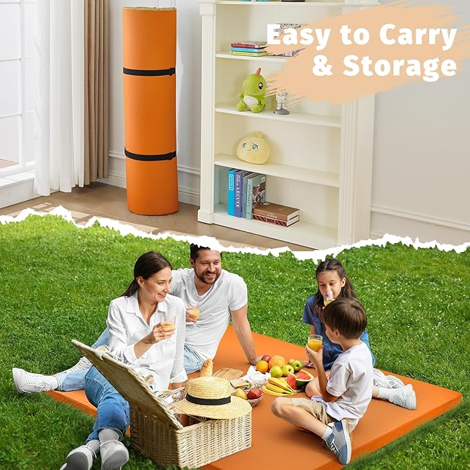 Waterproof Baby Play Mat for Floor 1.3"Thick Memory Foam 47 * 47 Cushion Playpen Playmat Tummy Time Crawling Mat Nursery Rug Pad Mattress Create Soft & Safe Area for Infants,Toddler,Kid,Orange