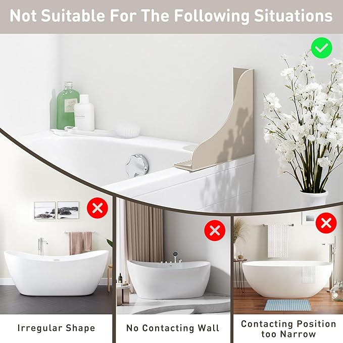 Roslim No-Adhesive 2-Pack All-Silicone Shower Splash Guard with Strong Suction Cups, Reusable Bath Tub Corner Water Blocker for Secure Seal๏ผKeep Water in Shower or Bath, One-Piece Design, Taupe