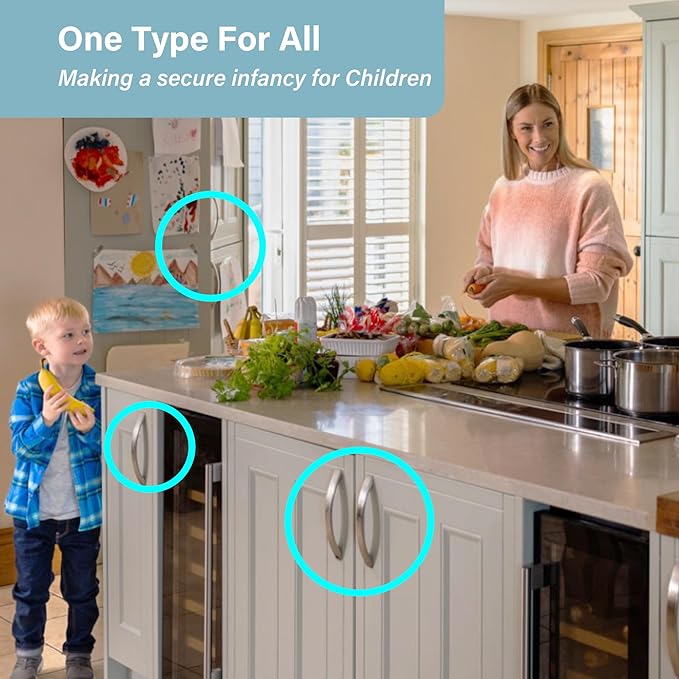Heart of Tafiti Child Safety Cabinet Locks - (6 Pack) Baby Proofing Latches, Cabinet Drawer Baby Safety Locks, Multifunction, Strong Adhesive Tapes Included, Easy to Use, No Tools Needed.