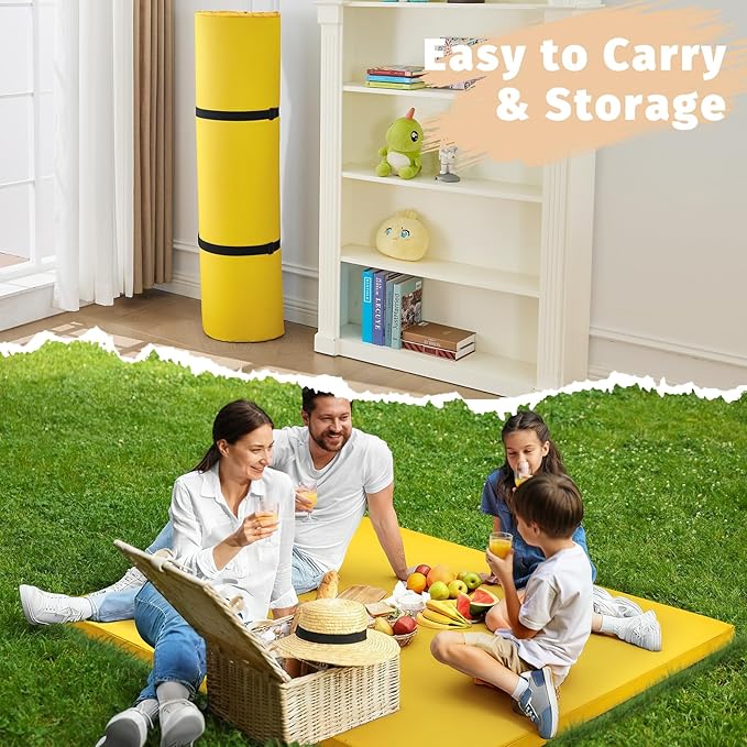 Waterproof Baby Play Mat for Floor 1.3"Thick Memory Foam 47 * 47 Cushion Playpen Playmat Tummy Time Crawling Mat Nursery Rug Pad Mattress Create Soft & Safe Area for Infants,Toddler,Kid,Yellow