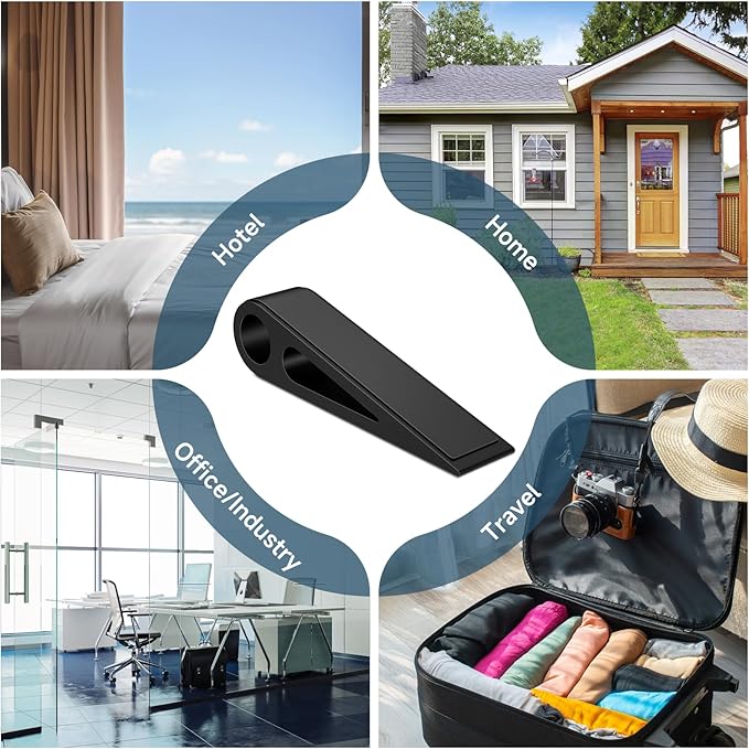 Heavy Duty Door Stopper for Bottom of Door, Aluminum & Rubber Door Stop Wedge- Keep Doors Open in Home, Apartment, Office, Hotel, 4.92L*1.02W*1.22H Inch, Black