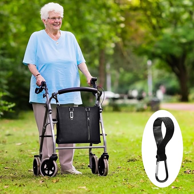 6Pcs Hooks for Walker Rollator Wheelchair Stroller Basket Ttray Accessories for Seniors Basket Clips 2 Design 360°Rotation Hooks and Closed Hooks Bag Hanger Gift for Elderly