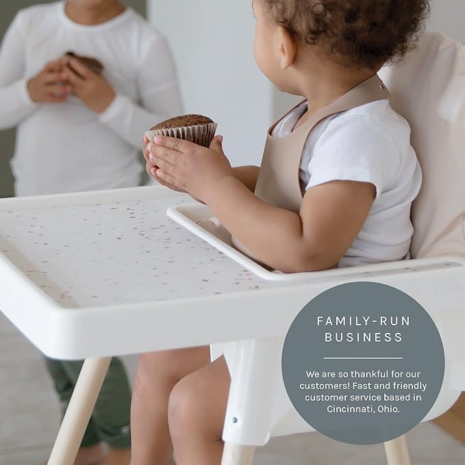 Yeah Baby Goods Placemats Compatible with The IKEA Antilop Highchair (Terrazzo on Milk) - Food-Grade Silicone Highchair Tray Mat – Easy to Clean, High Chair Accessory