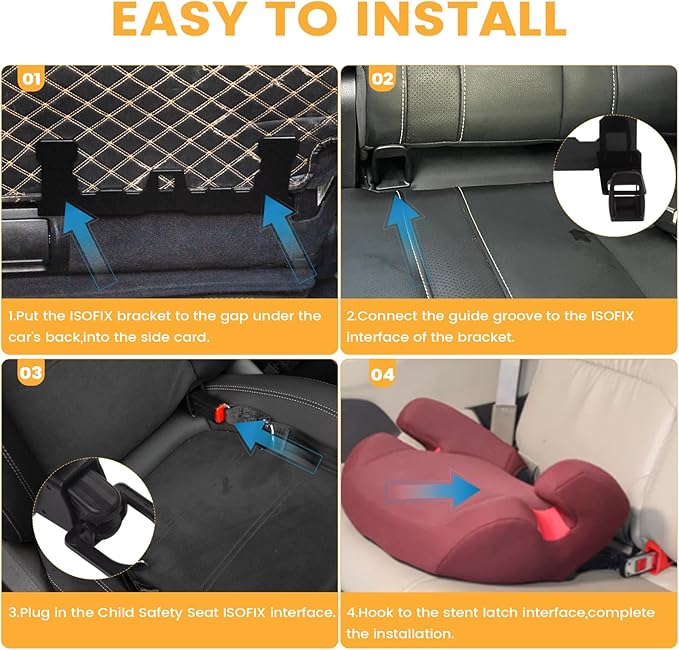 Car Seat Latch Anchor Kit - Converts Older Cars to ISOFIX Compatibility Interface, Child Safety Car Seat Adapter Tether Bracket Mount for Vehicles Heavy-Duty Steel Easy Install (Check Size Before Buy)