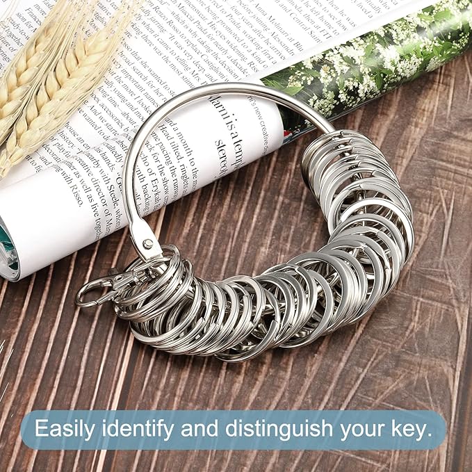 Patikil 3.4 Inch Dia Key Organizer - 30 Key Ring Holder for Office, Silver