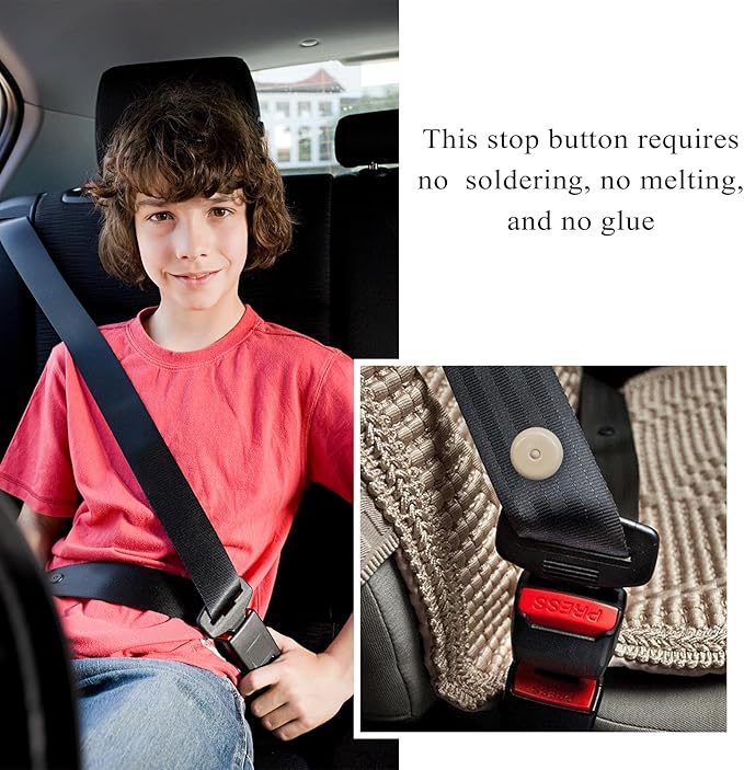 10 Sets Seat Belt Button Stop, Snap-On Plastic Seatbelt Stopper No Welding Required, Safety Seat Belt Stopper Spacing Limit Buckle Clip Retainer, Interior Car Accessories (Beige)