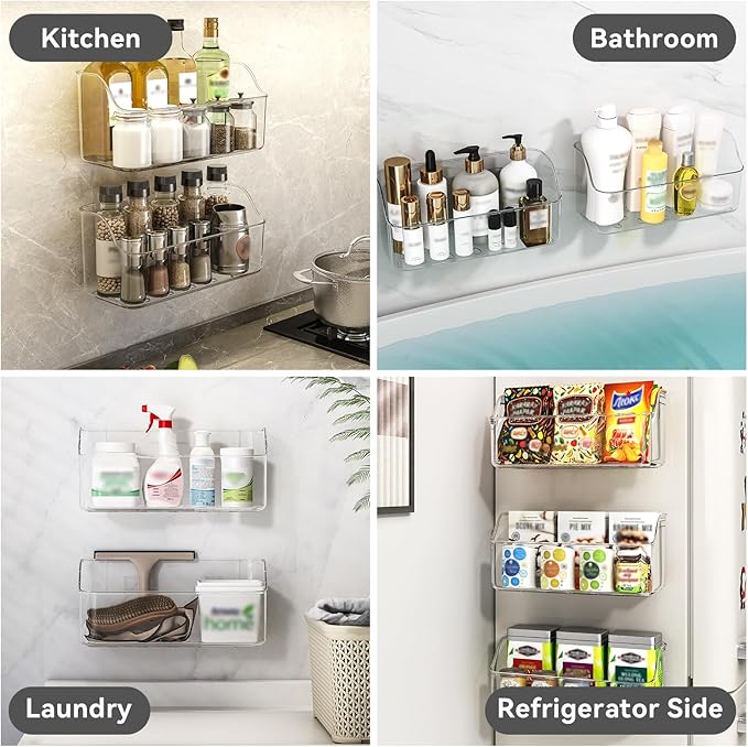Bath Toy Storage Holder for Bathtub, 2 Pack Clear Bath Toy Organizer, Large Capacity Bathtub Toy Storage for Tub Bathroom