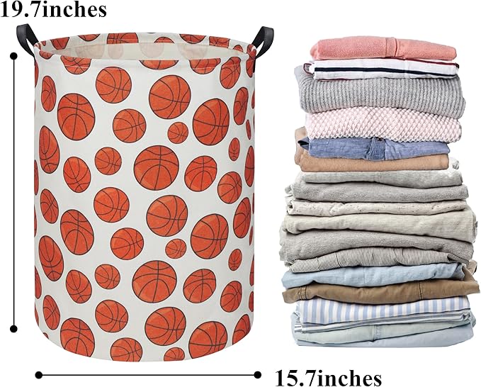 HIYAGON Basketball Kids Laundry hamper Baby Hamper for Nursery Boy and Girl Hamper Cute Kids Toys Storage Bin Organizer Room Decor for Home(Basketball)
