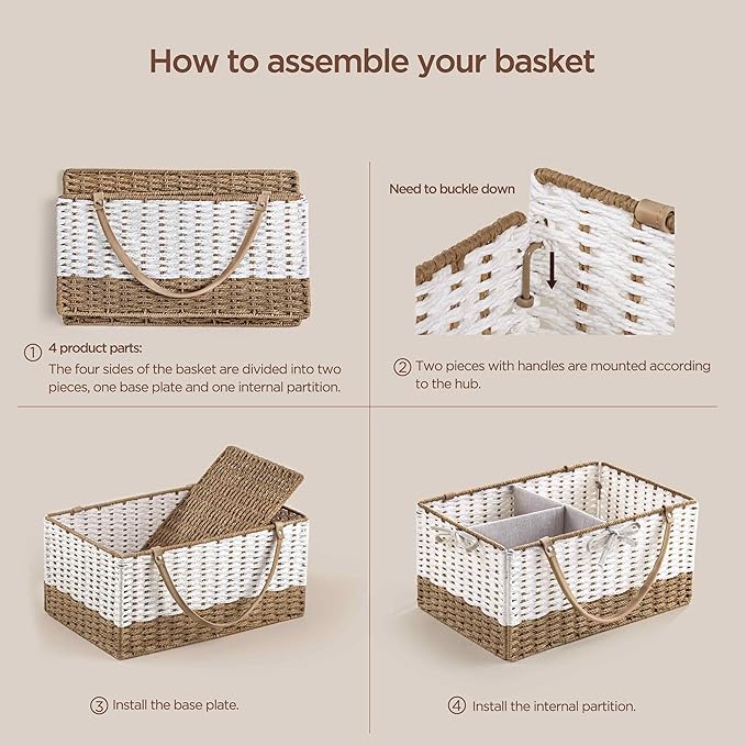 HBlife Diaper Caddy Organizer, Large Hand-Woven Storage Basket for Diapers & Baby Essentials - Modern Fashion Colorblock Design, Ideal Gift for Baby Shower & Registry Must-Have