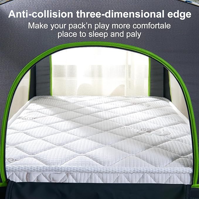 Pack and Play Mattress - 38" x 26"- Premium Knitted Fabric Safety Reinforced Play Yard Mattress - Fits for Graco & Baby Trend & Pamo Babe Playard, Firm Support and Comfort Foam,White