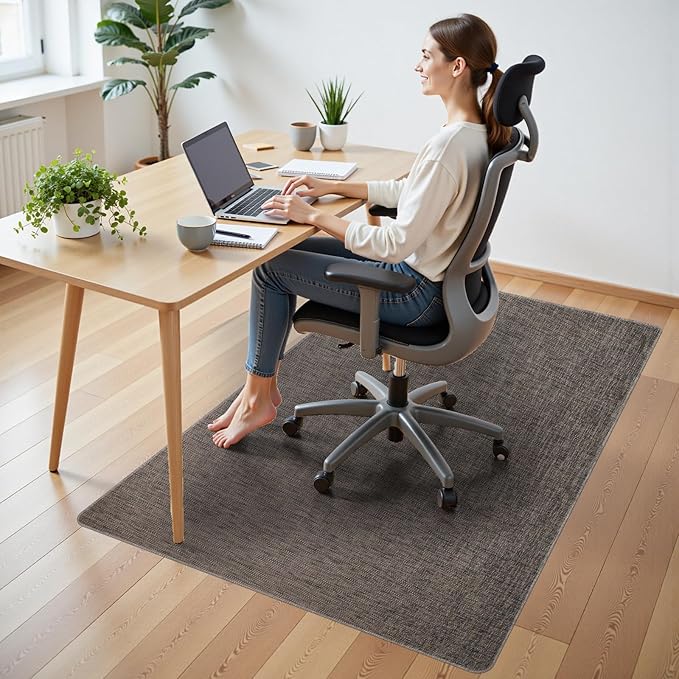 Wansimoo Office Chair Mat for Hardwood and Tile Floor, 36"x48" Floor Mat, Heavy Duty Computer Gaming Chair Mat, Anti-Slip, Non- Curve, Desk Chair Mat,Floor Protector for Home Office(Coffee)