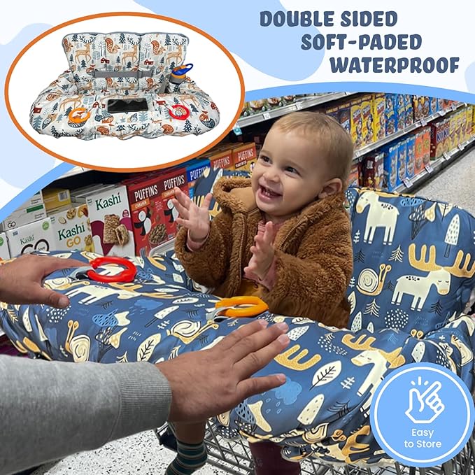 Shopping Cart Cover for Baby and Toddler, Waterproof Grocery Cart and High Chair Cover, Soft Padded Cart Cover for Babies, Universal Fit for Costco, Target and Restaurant High Chairs