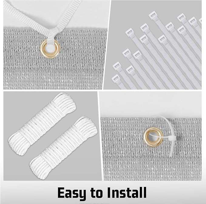 SUNNY GUARD Shade Cloth Custom Size 20x23 FT Sun Shade Screen Fabric Shade Cover Tarp with Grommets for Pergola Backyard Garden, Light Grey(We Customized)