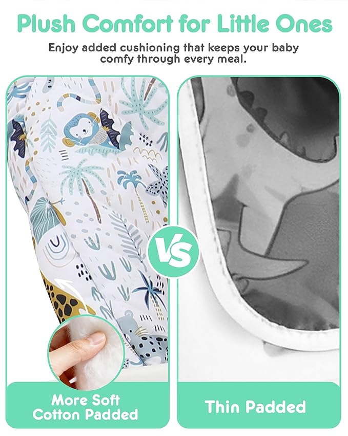 Baby High Chair Cover 2-in-1 Reversible, Includes 5-Point Harness Strap, Waterproof & Soft Dual-Side High Chair Pad Cushion, Machine Washable, Extra Thick Highchair Protector - Green
