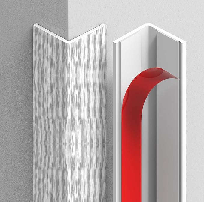 Frychee Wall Corner Protector, Walls Edge Protector,Self-Adhesive Wall Corner Guards,PVC Double Side Edge Protector, Furniture Stairs Guard (White Wood Grain 2PCS 90cm/35.4in)