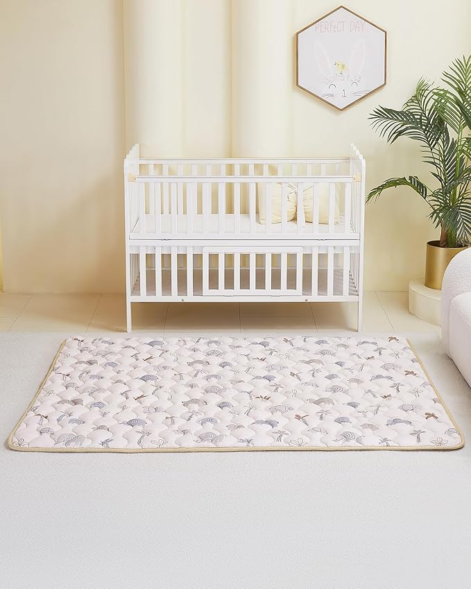 Viviland Baby Mats for Floor, 50x50 Inch Playpen Mat, Thick Cushioning Padding Playmat for Baby and Toddlers Infants, Non-Slip & Machine Washable, Gray Elephant